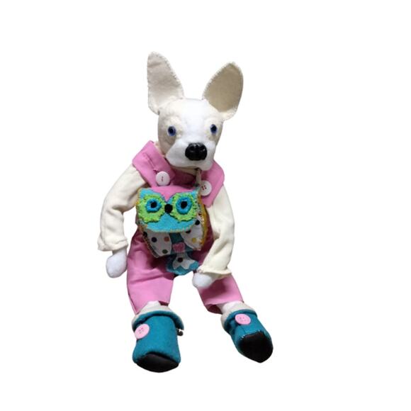 HANDMADE jointed dress up Cream Boston Terrier.
